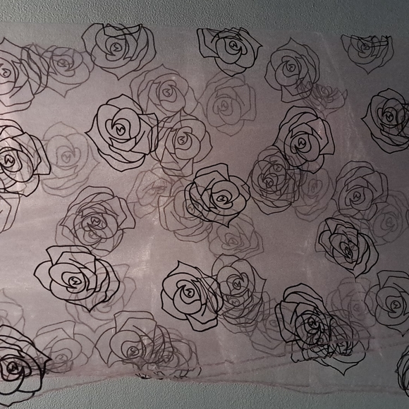 Organza Purple Scarf with Black Roses - Picture 1 of 4